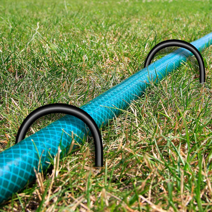 Trampoline Stakes U Shaped Anchors Heavy Duty Metal - Long Trampolines Ground Wind Stakes for Soccer Goals, Camping Tents, Garden Decoration (Black-8Pcs)